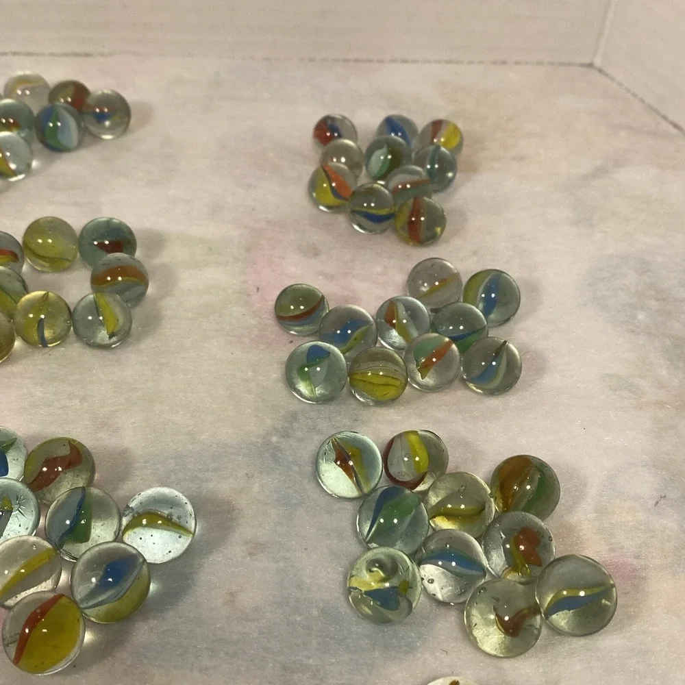 Vintage Marbles Glass Cat Eye Swirled Multi Colored Marble Cats Eyes Lot Of 250+